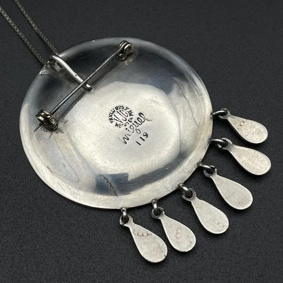 Vintage Sterling Taxco Mexico Miguel Garcia Martinez VJC Swirl Pendant Brooch - Picture 3 of 7